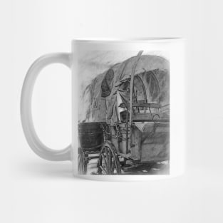 Black And White Sketched Covered Wagon Mug